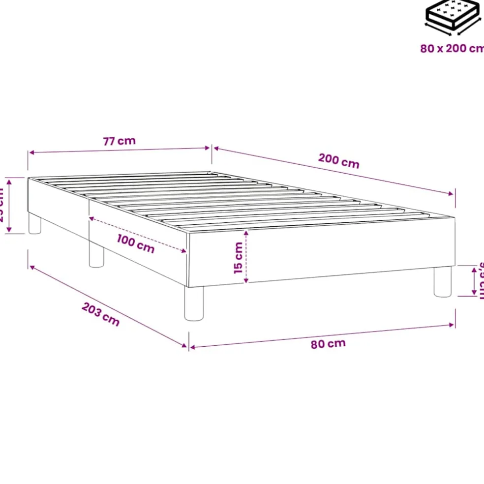 vidaXL Boxspring bed 80x200 cm stof crèmekleurig