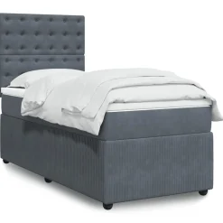 vidaXL Boxspring met matras fluweel donkergrijs 80x200 cm