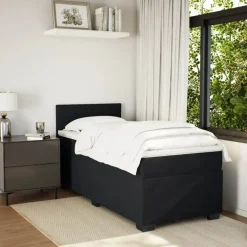 vidaXL Boxspring met matras fluweel zwart 80x200 cm