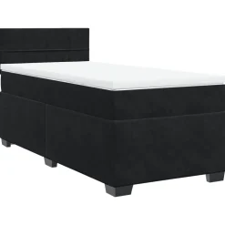 vidaXL Boxspring met matras fluweel zwart 80x200 cm