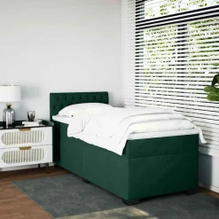 vidaXL Boxspring met matras fluweel donkergroen 80x200 cm