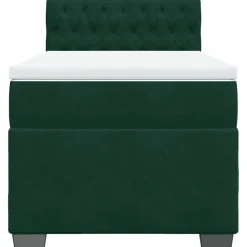 vidaXL Boxspring met matras fluweel donkergroen 80x200 cm