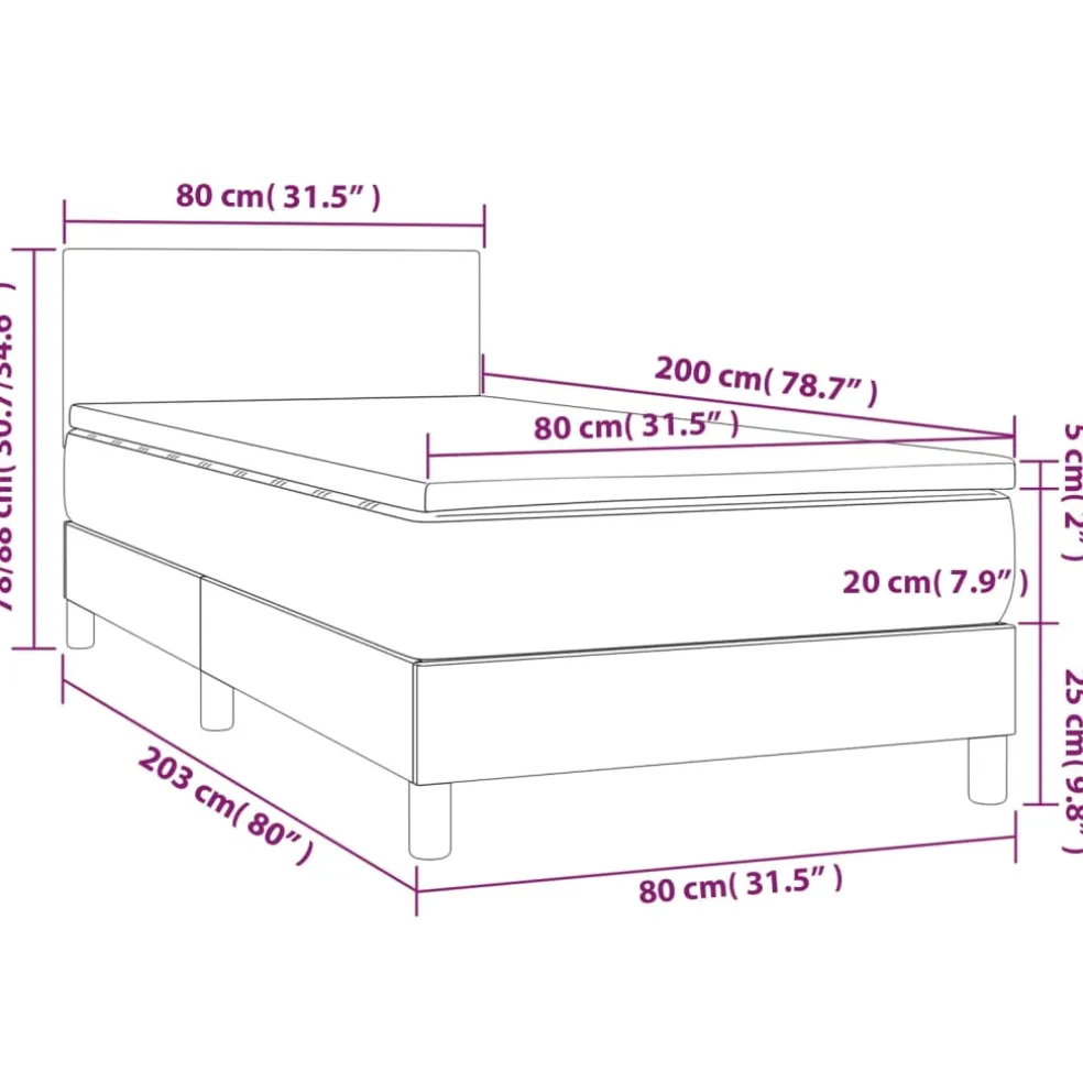 vidaXL Boxspring met matras stof zwart 80x200 cm