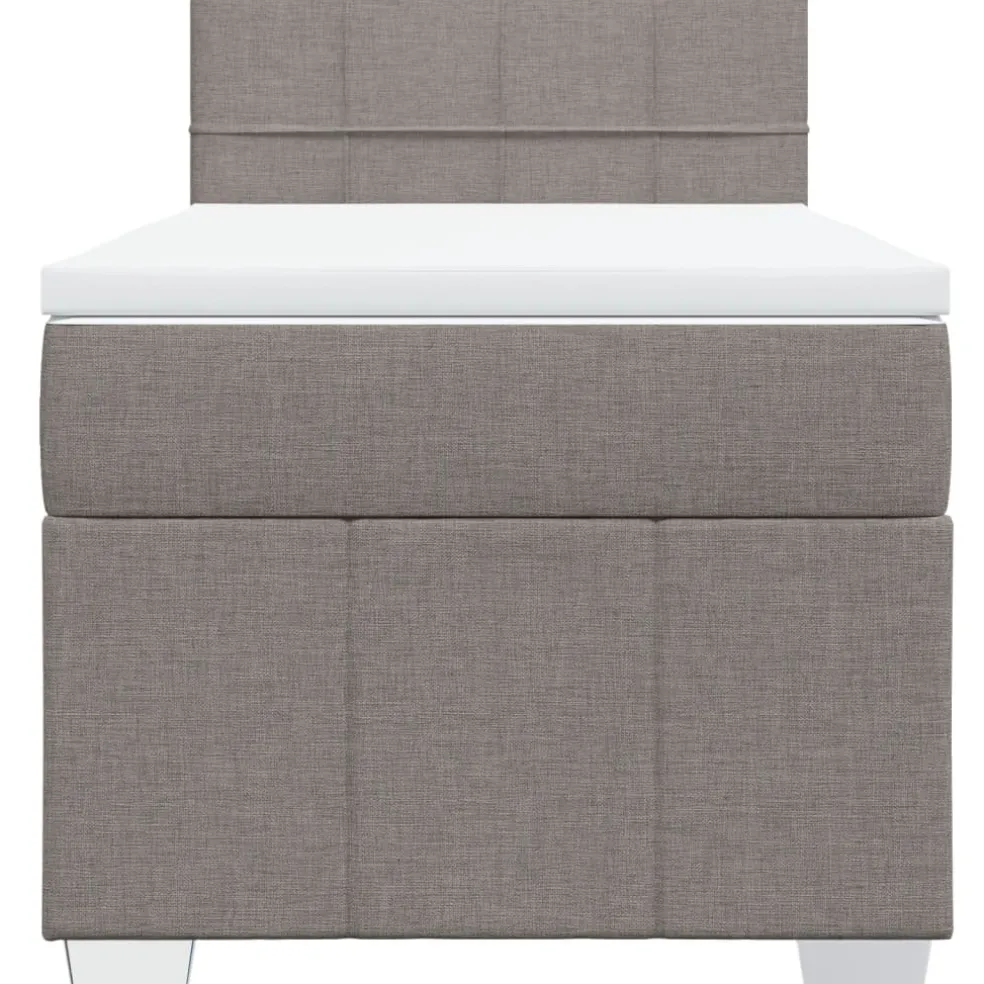 vidaXL Boxspring met matras stof taupe 90x200 cm