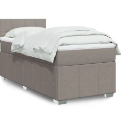 vidaXL Boxspring met matras stof taupe 90x200 cm