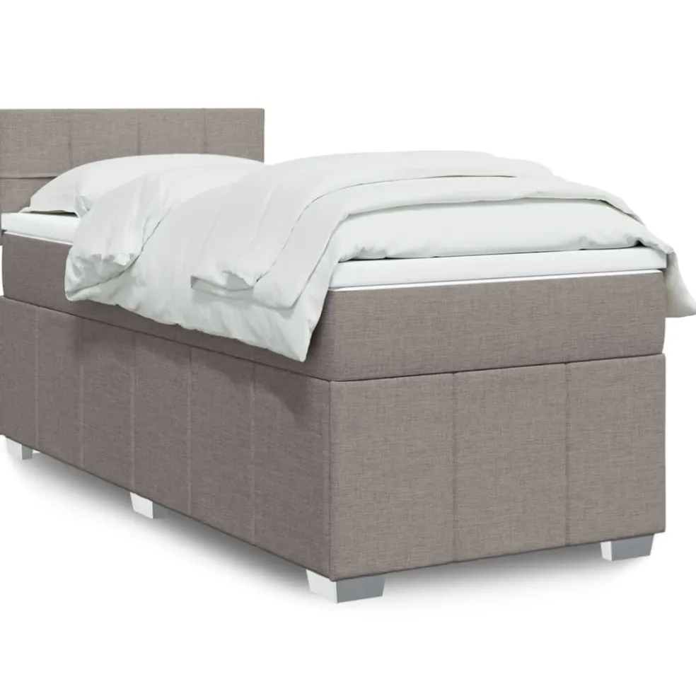vidaXL Boxspring met matras stof taupe 90x200 cm