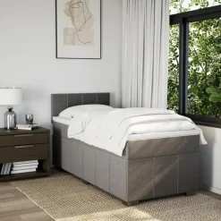 vidaXL Boxspring met matras stof taupe 90x200 cm