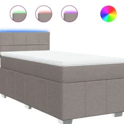 vidaXL Boxspring met matras stof taupe 90x200 cm