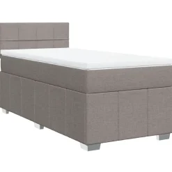 vidaXL Boxspring met matras stof taupe 90x200 cm