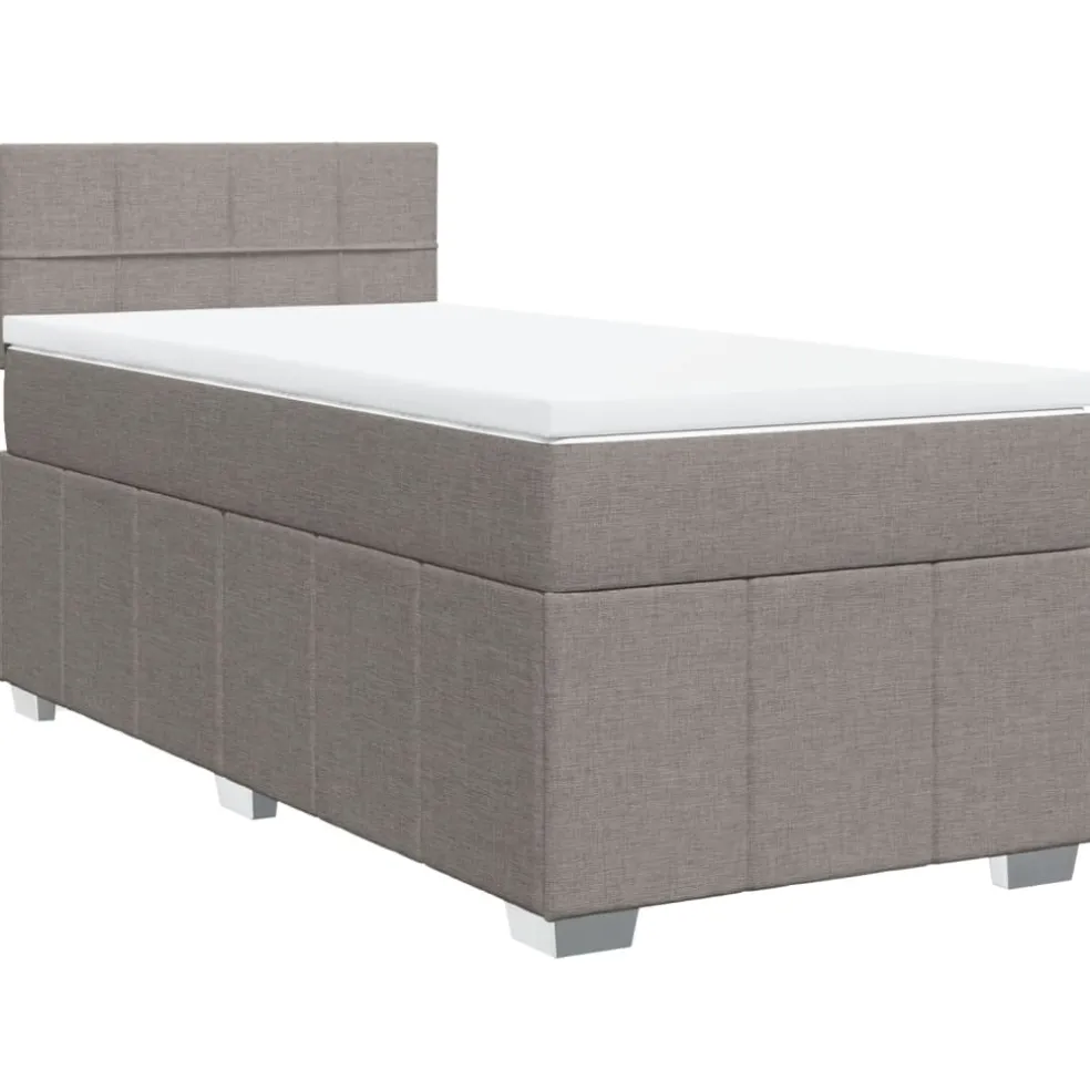 vidaXL Boxspring met matras stof taupe 90x200 cm