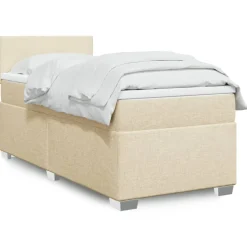 vidaXL Boxspring met matras stof crèmekleurig 80x200 cm