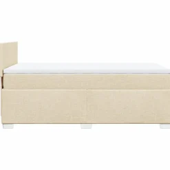 vidaXL Boxspring met matras stof crèmekleurig 80x200 cm
