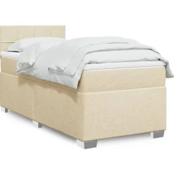 vidaXL Boxspring met matras stof crèmekleurig 80x200 cm