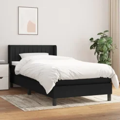 vidaXL Boxspring met matras stof zwart 80x200 cm