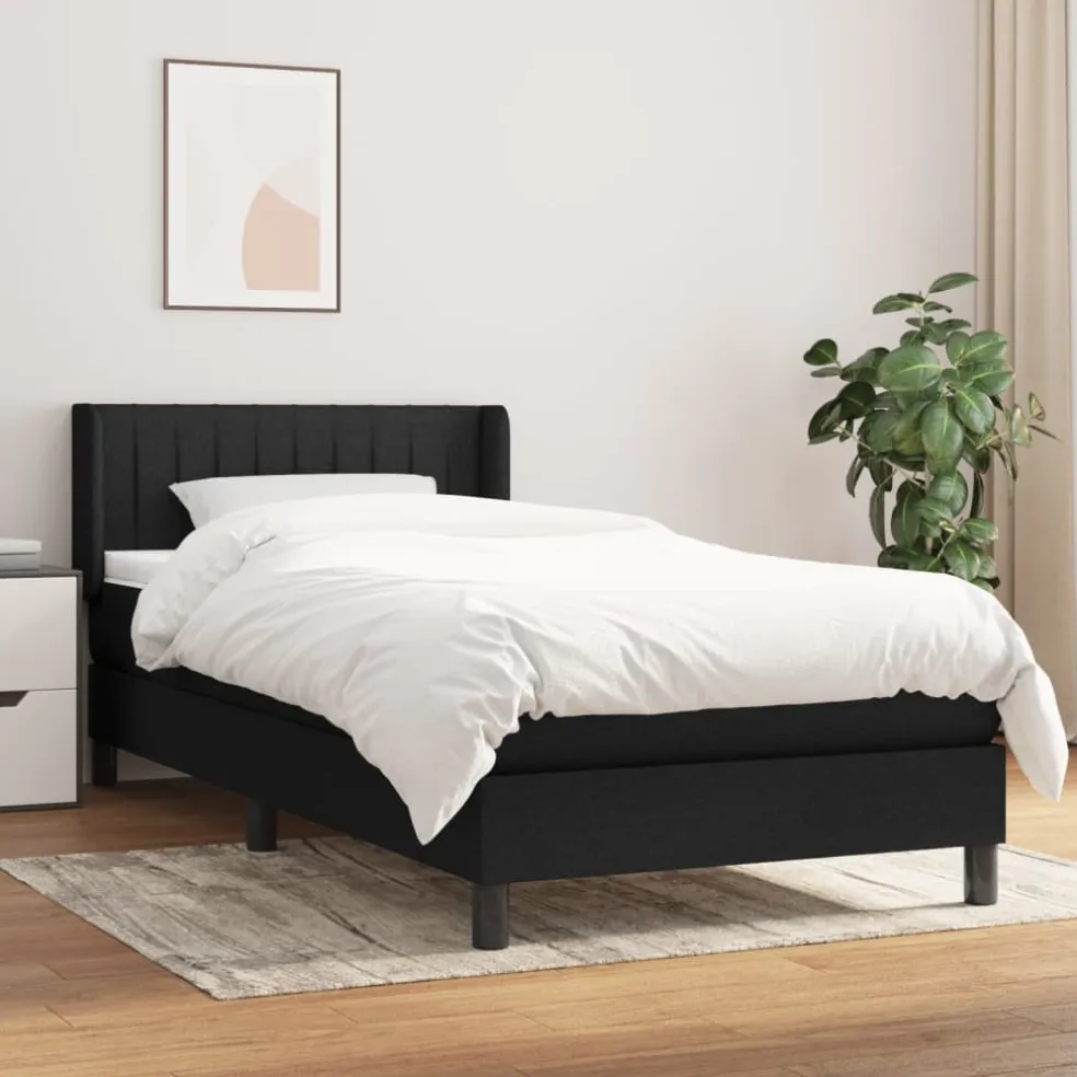 vidaXL Boxspring met matras stof zwart 80x200 cm