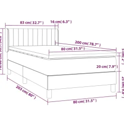 vidaXL Boxspring met matras stof zwart 80x200 cm