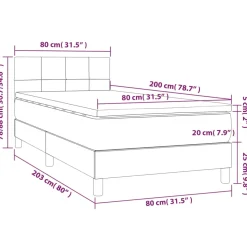 vidaXL Boxspring met matras stof lichtgrijs 80x200 cm