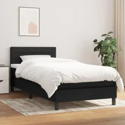 vidaXL Boxspring met matras stof zwart 80x200 cm