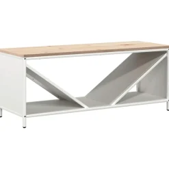 vidaXL Brandhoutrek met houten blad 100,5x35,5x40 cm wit