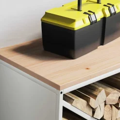 vidaXL Brandhoutrek met houten blad 100,5x35,5x40 cm wit