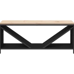 vidaXL Brandhoutrek met houten blad 100,5x35,5x40 cm zwart