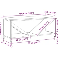 vidaXL Brandhoutrek met houten blad 100,5x35,5x40 cm zwart