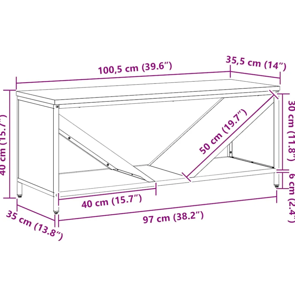 vidaXL Brandhoutrek met houten blad 100,5x35,5x40 cm zwart