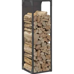 vidaXL Brandhoutrek 25x25x80 cm koudgewalst staal zwart