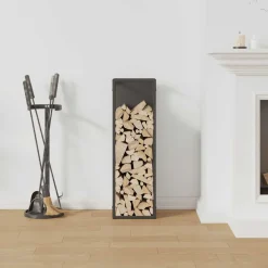 vidaXL Brandhoutrek 25x25x80 cm koudgewalst staal zwart