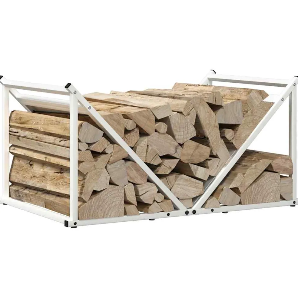 vidaXL Brandhoutrek 70x43x34,5 cm koudgewalst staal wit