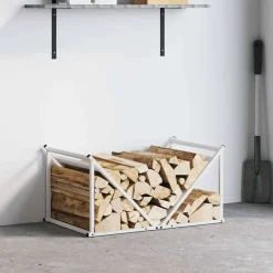 vidaXL Brandhoutrek 70x43x34,5 cm koudgewalst staal wit
