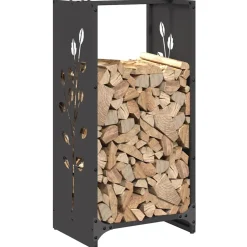 vidaXL Brandhoutrek 40x30x80 cm koudgewalst staal zwart
