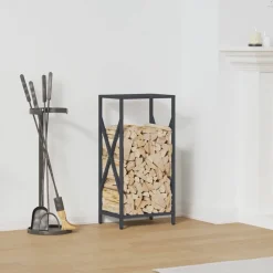 vidaXL Brandhoutrek 40x40x40 cm koudgewalst staal olijfgroen