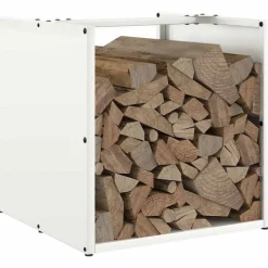 vidaXL Brandhoutrek 40x40x40 cm koudgewalst staal wit