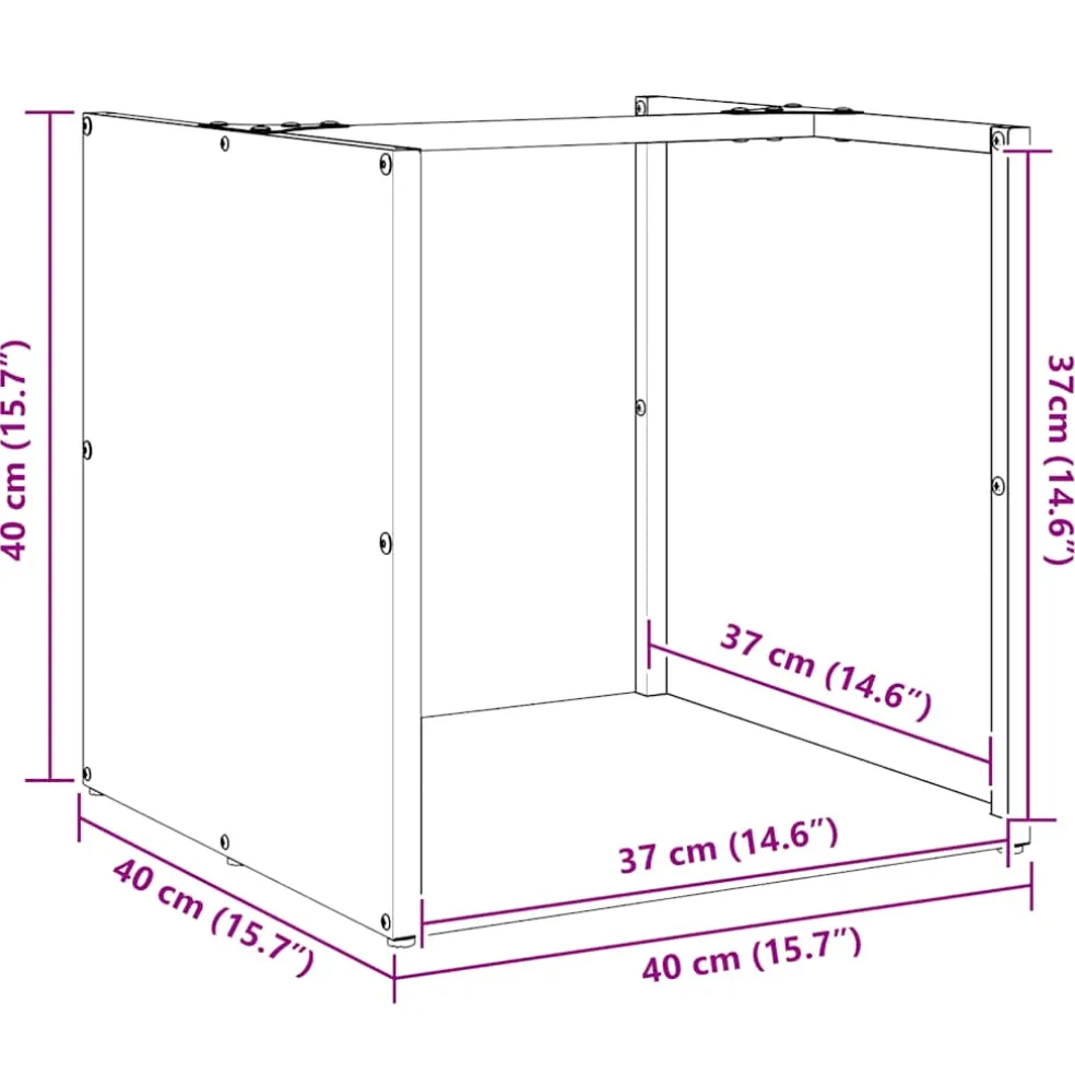 vidaXL Brandhoutrek 40x40x40 cm koudgewalst staal wit