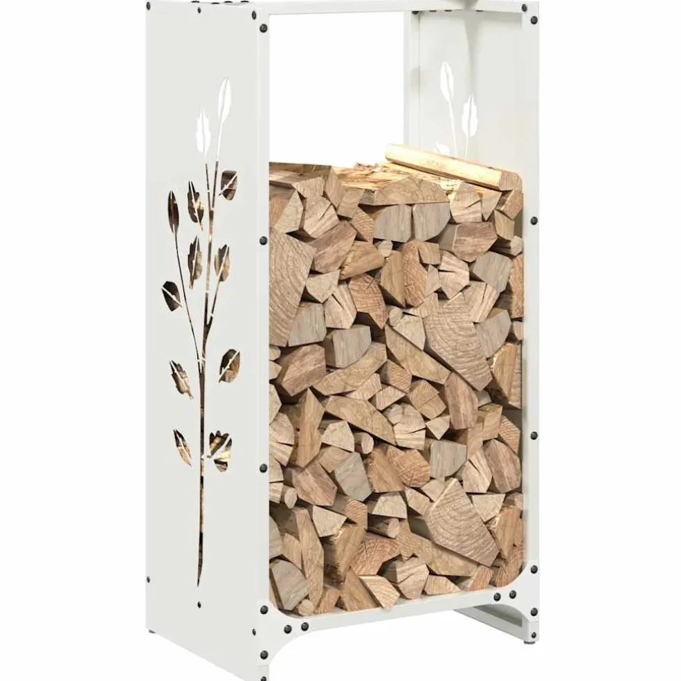 vidaXL Brandhoutrek 40x30x80 cm koudgewalst staal wit