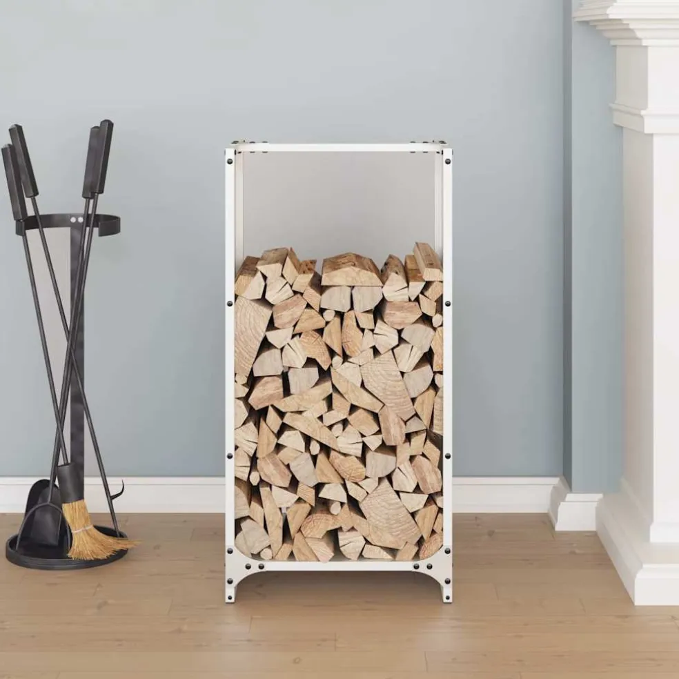 vidaXL Brandhoutrek 40x30x80 cm koudgewalst staal wit