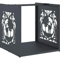 vidaXL Brandhoutrek 40x40x40 cm koudgewalst staal antracietkleurig