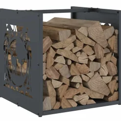 vidaXL Brandhoutrek 40x40x40 cm koudgewalst staal antracietkleurig