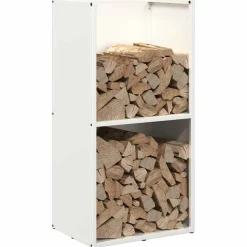 vidaXL Brandhoutrek 25x25x60 cm koudgewalst staal olijfgroen
