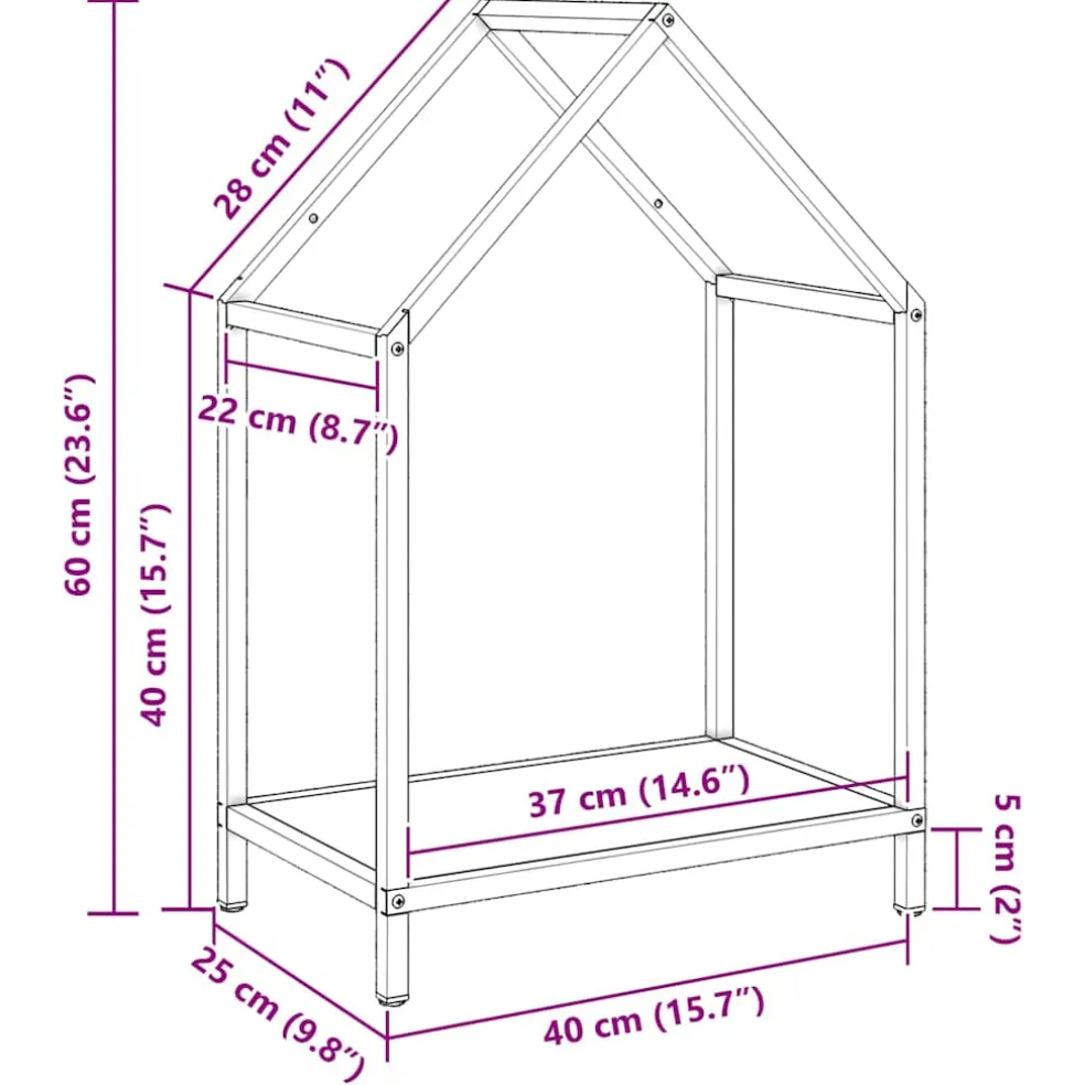 vidaXL Brandhoutrek 40x25x60 cm koudgewalst staal wit