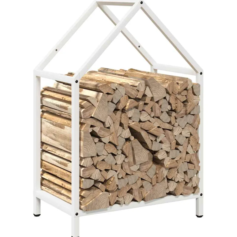 vidaXL Brandhoutrek 40x25x60 cm koudgewalst staal wit