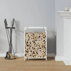 vidaXL Brandhoutrek 44x28x65 cm koudgewalst staal wit
