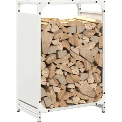 vidaXL Brandhoutrek 44x28x65 cm koudgewalst staal wit