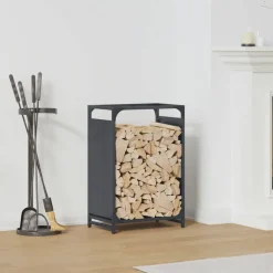 vidaXL Brandhoutrek 44x28x65 cm koudgewalst staal antracietkleurig