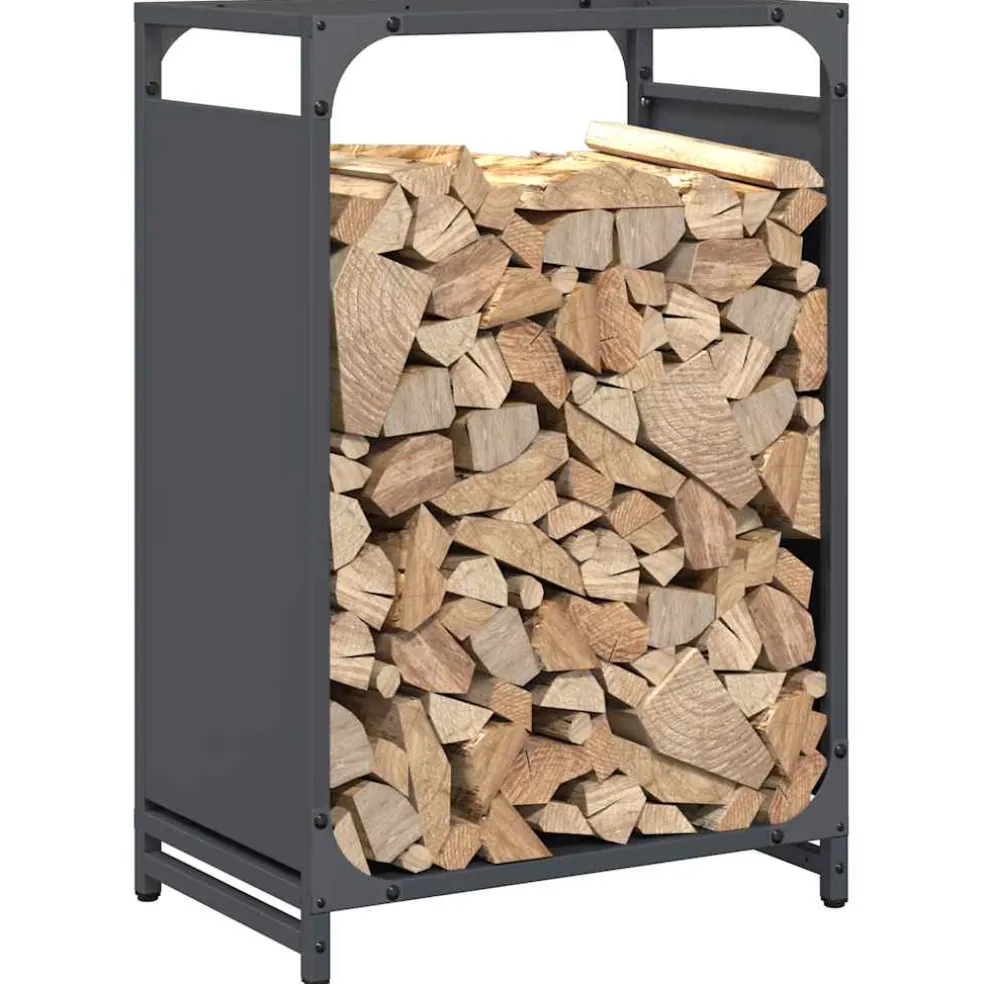 vidaXL Brandhoutrek 44x28x65 cm koudgewalst staal antracietkleurig