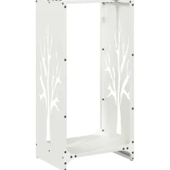 vidaXL Brandhoutrek 40x30x80 cm koudgewalst staal wit