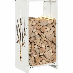 vidaXL Brandhoutrek 40x30x80 cm koudgewalst staal wit