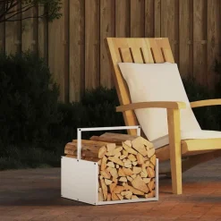 vidaXL Brandhoutrek 40x40x40 cm koudgewalst staal wit