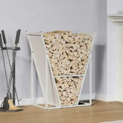 vidaXL Brandhoutrek 69,5x35x81 cm koudgewalst staal wit